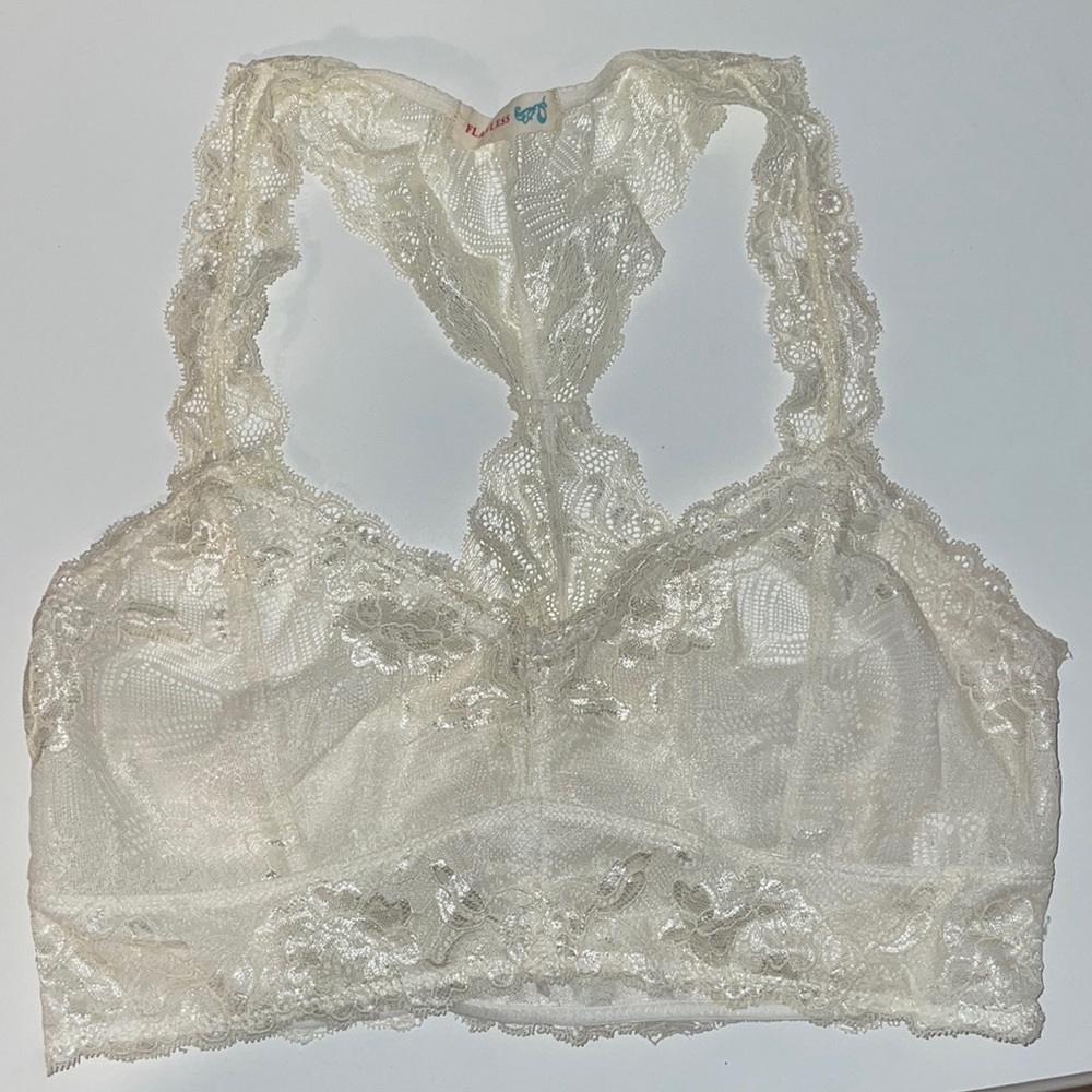 Ivory lace racerback bralette, size medium